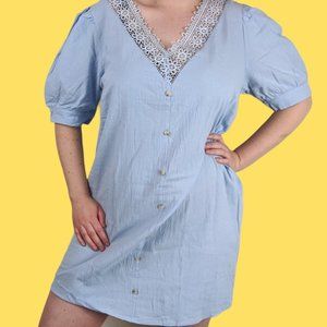 Pastel Blue Cottage Core Puffy Sleeve Dress